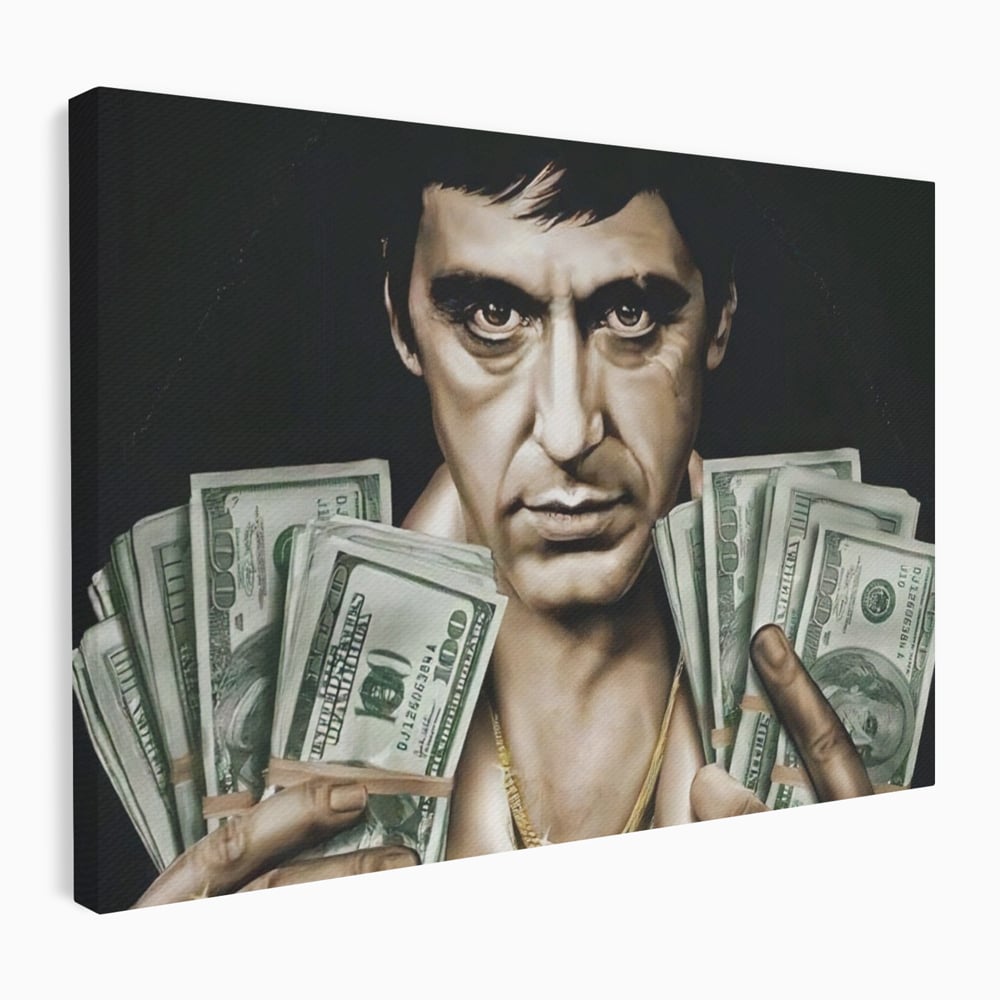Tablou canvas cu tablou canvas cu tony montana, fara rama, pe sasiu de lemn